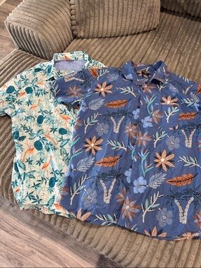 Hurley Blue Floral & Teal Tropical Button-Down Shirts (Pair)